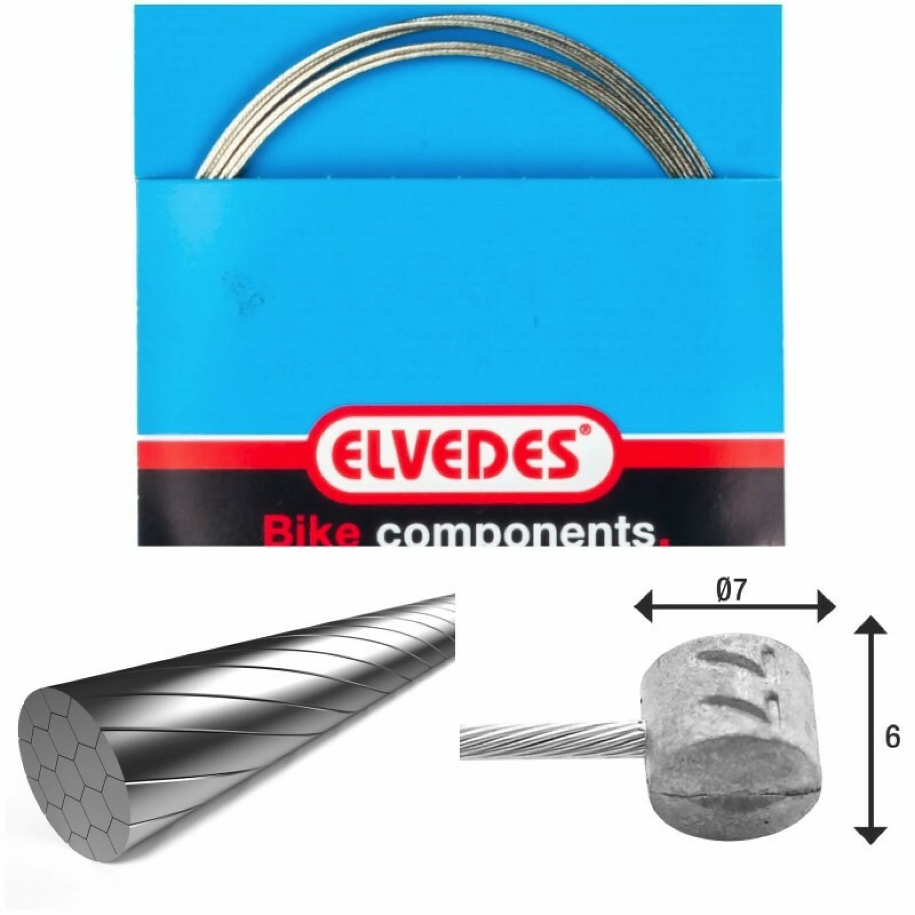 Câble De Frein 1x19 Fils Inox Slick Ø1,5mm Tête En T Ø7x6mm Elvedes – Image 2